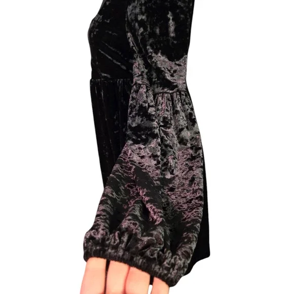 Free People Black Vevlet Solid Oh So Easy Babydoll Dress Size Small - Picture 5 of 6